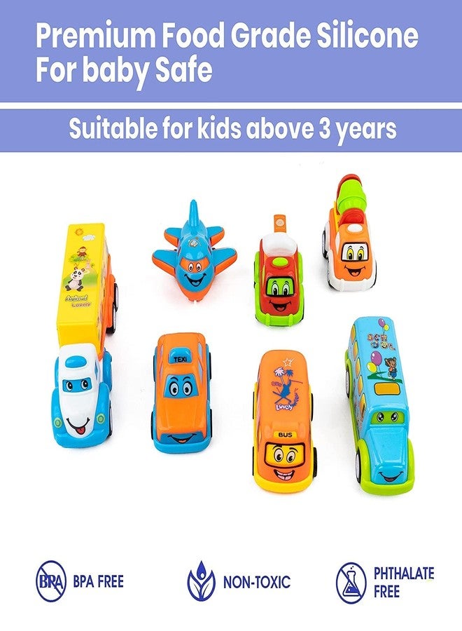 Sky Tech® Fun Auto Unbreakable Car Set Pull Back Transport Vehicles Push and Go Crawling Toy for Kids & Children, Power Friction Cars Pull Back for 2+ Years Boys Girls Plastic (Pack of 7) - Multicolor - Image 5